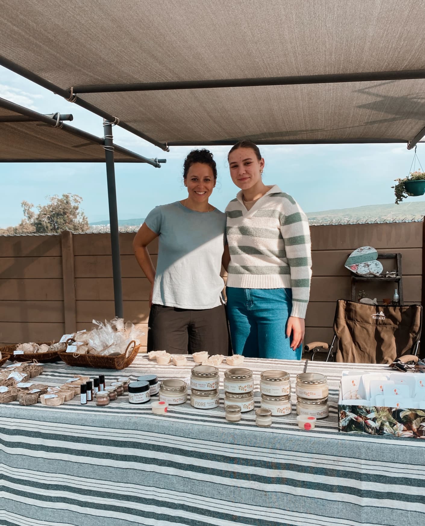 Local skincare vendors behind their stall